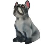 Керамическая копилка собаки породы Французский бульдог серого цвета флок
