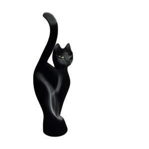 Керамическая копилка кошки Киса черная флок