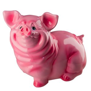 Керамическая копилка Свинка Нюся розовая глянец