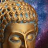 Голова Будды золотая с голубыми окислами Сторис
