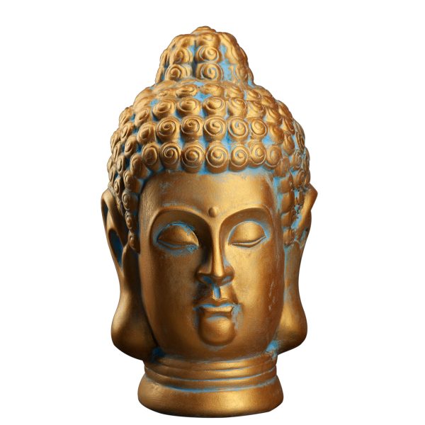 Статуэтка Голова Будды золотой с голубыми окислами