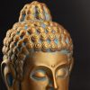 Сторис Голова Будды золотая с голубыми окислами