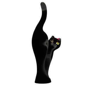 Керамическая Копилка Кошка Люся черная флок
